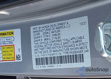 2021 Honda Accord Sport Special Edition z USA, uszkodzony, nr VIN 1HGCV1F4XMA121134